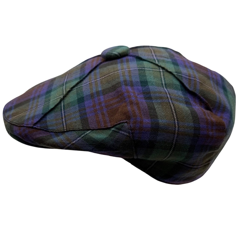 Lochcarron Scotland 100% Wool Newsboy Flat Cap XL Plaid Tartan heritage preppy